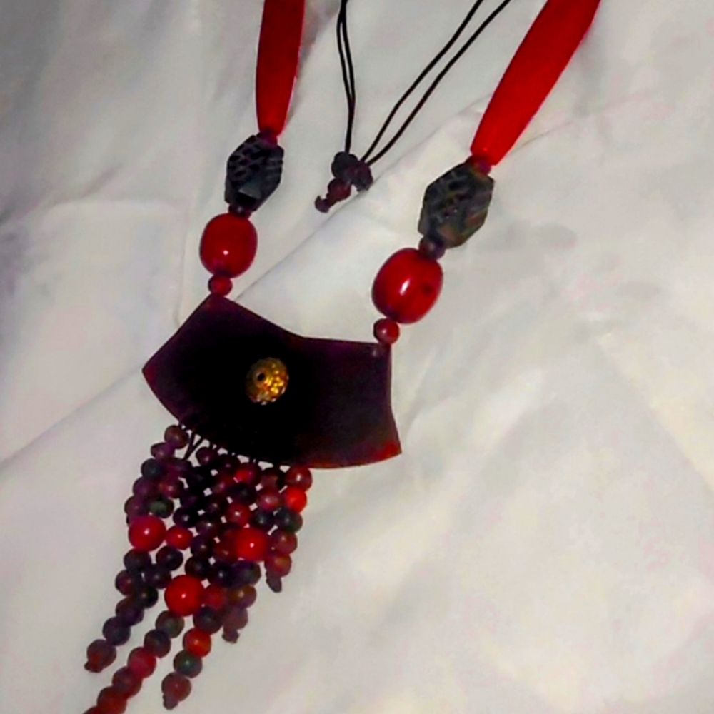 Amber Tibetan Necklace Hand Made